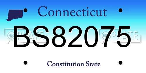 BS82075 Connecticut License Plate