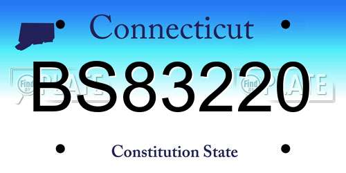 BS83220 Connecticut License Plate
