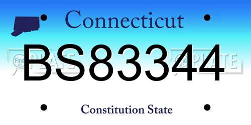 BS83344 Connecticut License Plate