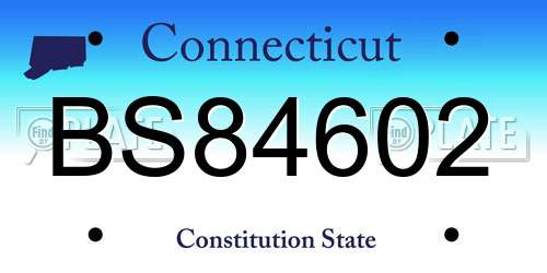 BS84602 Connecticut License Plate