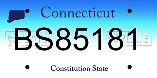 BS85181 Connecticut License Plate