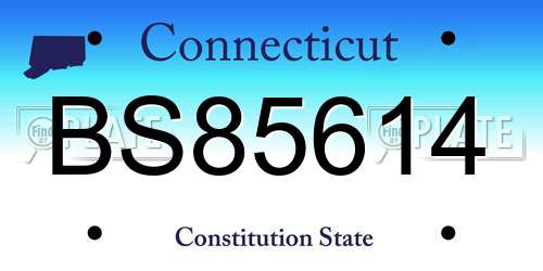 BS85614 Connecticut License Plate