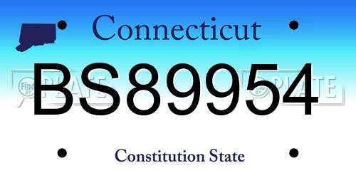 BS89954 Connecticut License Plate