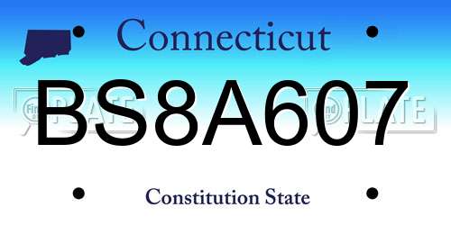 BS8A607 Connecticut License Plate
