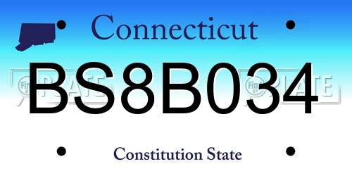 BS8B034 Connecticut License Plate