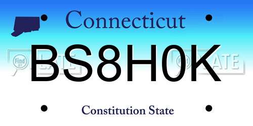 BS8H0K Connecticut License Plate