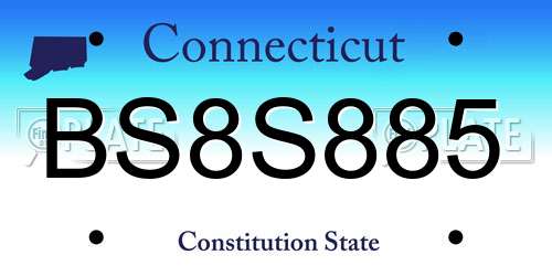 BS8S885 Connecticut License Plate