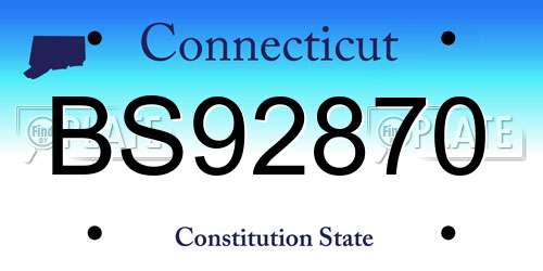 BS92870 Connecticut License Plate