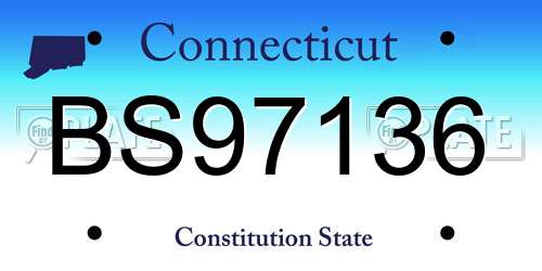 BS97136 Connecticut License Plate