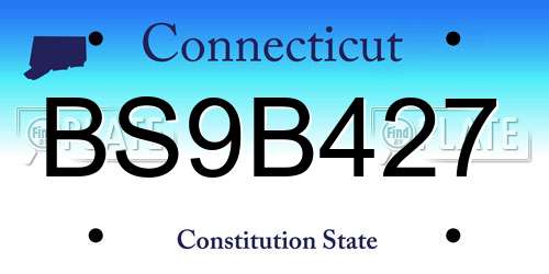 BS9B427 Connecticut License Plate