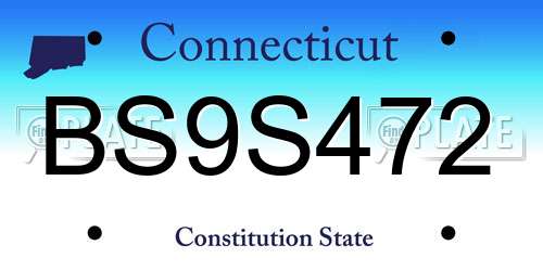 BS9S472 Connecticut License Plate