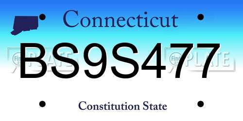 BS9S477 Connecticut License Plate