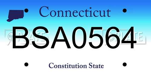 BSA0564 Connecticut License Plate