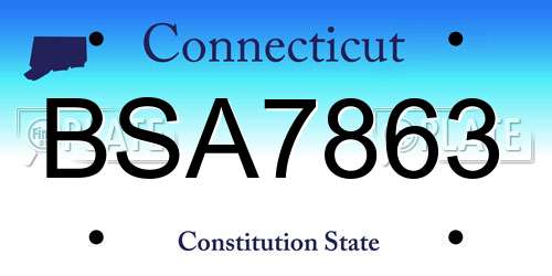 BSA7863 Connecticut License Plate