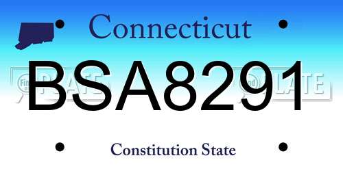 BSA8291 Connecticut License Plate