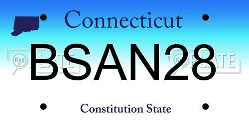 BSAN28 Connecticut License Plate
