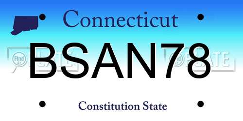 BSAN78 Connecticut License Plate