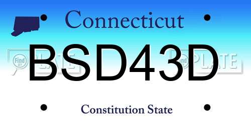 BSD43D Connecticut License Plate