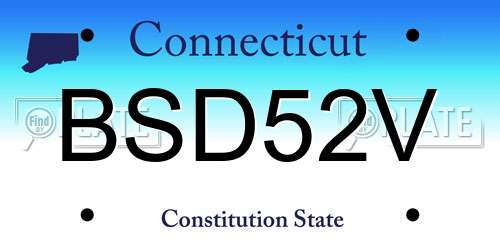 BSD52V Connecticut License Plate