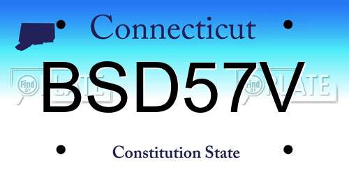 BSD57V Connecticut License Plate