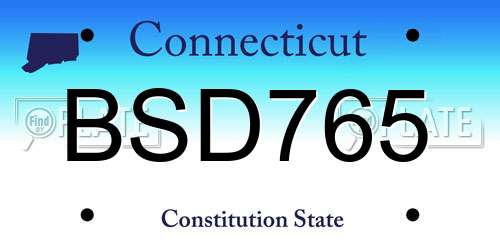 BSD765 Connecticut License Plate