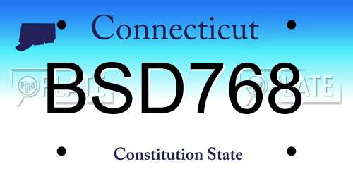 BSD768 Connecticut License Plate