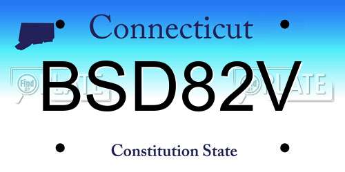 BSD82V Connecticut License Plate