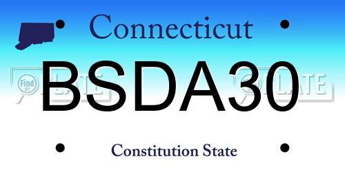 BSDA30 Connecticut License Plate