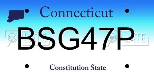 BSG47P Connecticut License Plate