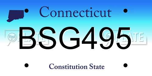 BSG495 Connecticut License Plate