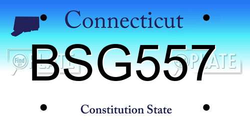 BSG557 Connecticut License Plate