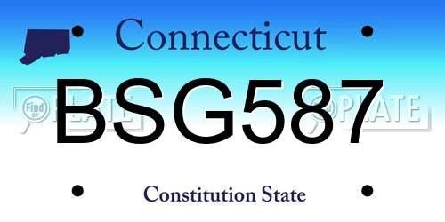 BSG587 Connecticut License Plate