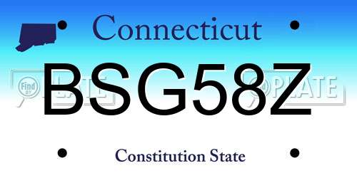 BSG58Z Connecticut License Plate