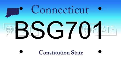 BSG701 Connecticut License Plate