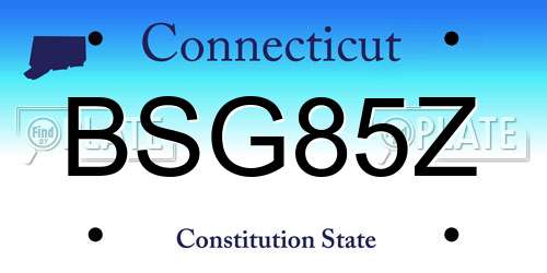 BSG85Z Connecticut License Plate