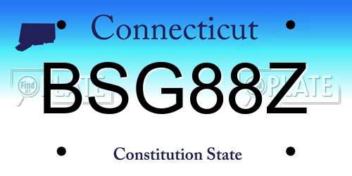 BSG88Z Connecticut License Plate