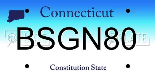 BSGN80 Connecticut License Plate