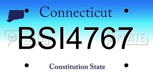 BSI4767 Connecticut License Plate
