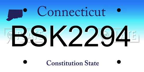 BSK2294 Connecticut License Plate