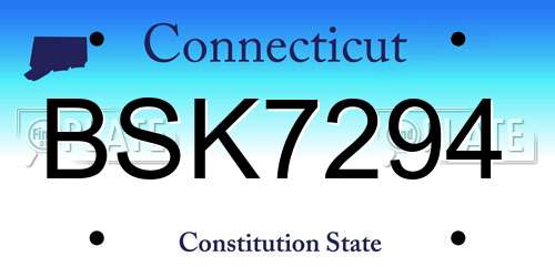 BSK7294 Connecticut License Plate