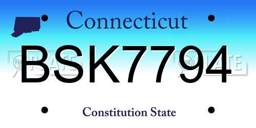 BSK7794 Connecticut License Plate