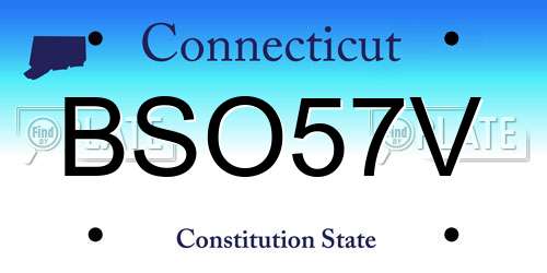 BSO57V Connecticut License Plate