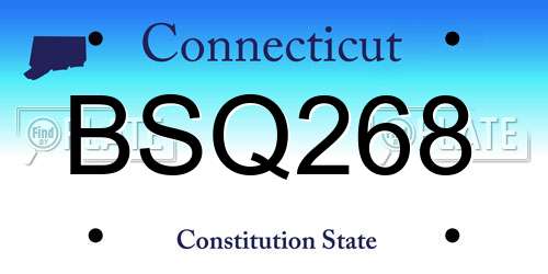 BSQ268 Connecticut License Plate