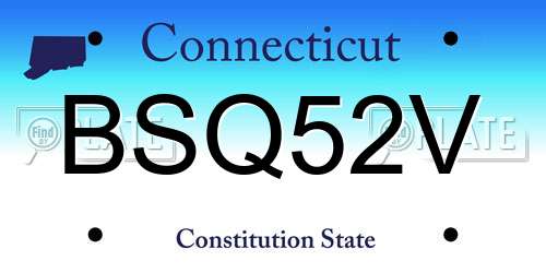 BSQ52V Connecticut License Plate