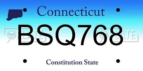 BSQ768 Connecticut License Plate