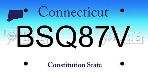 BSQ87V Connecticut License Plate