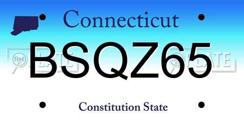 BSQZ65 Connecticut License Plate
