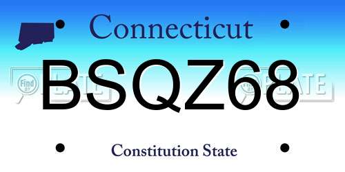 BSQZ68 Connecticut License Plate