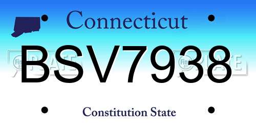 BSV7938 Connecticut License Plate