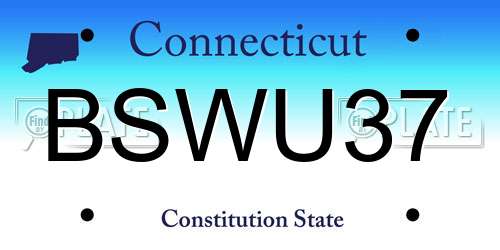 BSWU37 Connecticut License Plate